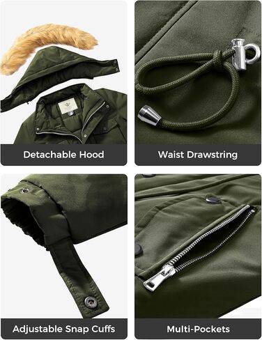 WenVen Women's Winter Waterproof Warm Parka Jacket with Detachable Fur Hood in Kuwait