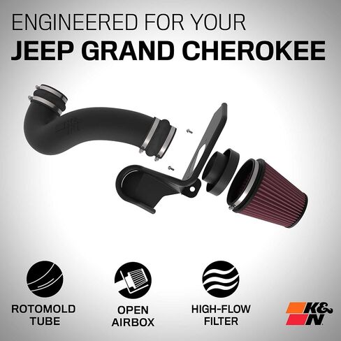 K&N Cold Air Intake System: High-Flow Air-Filter, Increase Performance & Horsepower: Compatible with 2022-2023 JEEP Grand Cherokee; 2022-2023 JEEP Grand Cherokee L, 63-1593 in Saudi Arabia