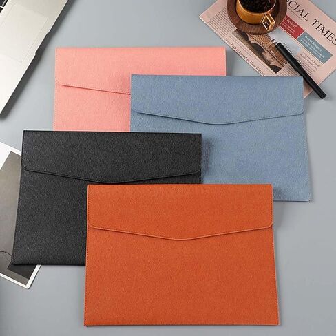 A4 PU Leather Document Folder with Snap Closure File Holder for Letter Size Black Waterproof Portfolio Envelope File Oragnizer Pocket Storage Case for Receipt Contract Stationery Tablet in Saudi Arabia
