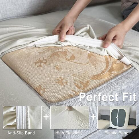 Leather Look Couch Cushion Covers Sofa Seat Slipcovers Sets Couches Furniture Protector for Sectional Armchair Loveseat Pets Kids Stretch Spandex Fabric (1 Cushion Armchair, Chocolate-01) in Kuwait