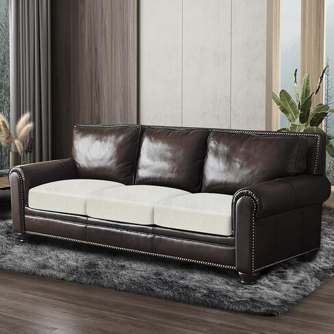 Leather Look Couch Cushion Covers Sofa Seat Slipcovers Sets Couches Furniture Protector for Sectional Armchair Loveseat Pets Kids Stretch Spandex Fabric (1 Cushion Armchair, Chocolate-01) in Kuwait