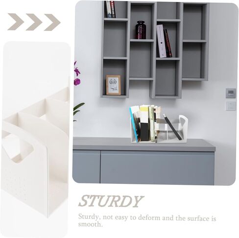 Toyvian Simple Three Lattice Bookshelf for Desk Large Size Book Rack Smooth Surface White Office Bookshelf Portable in Saudi Arabia