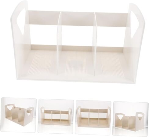 Toyvian Simple Three Lattice Bookshelf for Desk Large Size Book Rack Smooth Surface White Office Bookshelf Portable in Saudi Arabia