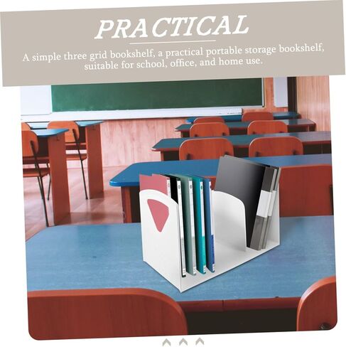 Toyvian Simple Three Lattice Bookshelf for Desk Large Size Book Rack Smooth Surface White Office Bookshelf Portable in Saudi Arabia