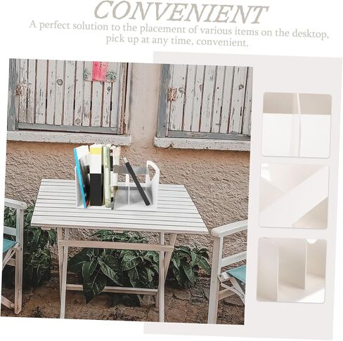 Toyvian Simple Three Lattice Bookshelf for Desk Large Size Book Rack Smooth Surface White Office Bookshelf Portable in Saudi Arabia