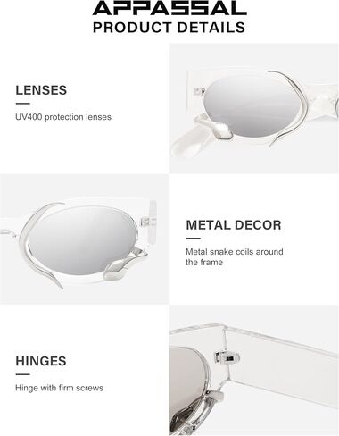 Appassal Trendy Sunglasses for Women Men Vintage Narrow Cateye Metal Snake Sunnie Y2k Accessories AP3621 in Kuwait