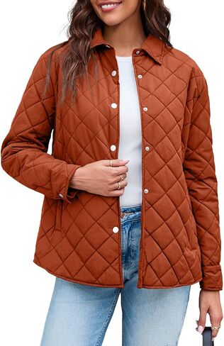 Women's Lightweight Quilted Jacket Stand Collar Single-breasted Long Sleeve Warm Oversized Coat with Pockets in Kuwait