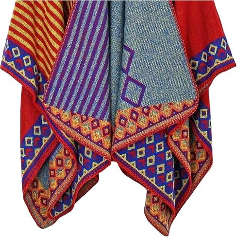 Lacavocor Women's Warm Shawl Wrap Cape Winter Sweaters Open Front Poncho in Kuwait