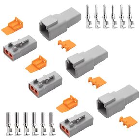 طقم موصل DTP 3 مجموعات 2 دبوس للسيارات IP67 موصلات كهربائية مقاومة للماء للسيارة والشاحنات والدراجات النارية ومركبات الطرق الوعرة والبحرية 30 أمبير (نطاق حجم السلك 12-10 AWG) in Kuwait