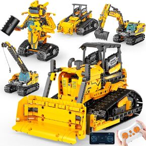 5in1 STEM Robot Building Toys for Kids 6-12, App & Remote Control STEM Excavator Bulldozer Crane Robot Building Kits, 736PCS DIY Educational Construction Building Sets, Erector Set Gift for Boys Girls in Kuwait