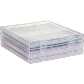 4 Pack Scrapbook Paper Storage, 12x12 Plastic Paper Organizer Box, Stackable Portable Document Holder, Craft Organizer Storage, Photo Storage Box Sticker Art Supplies Organizers (White, 4Pcs) in Saudi Arabia