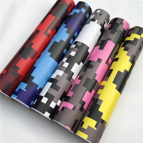 Digital Camo Car Vinyl Wrap Roll, Camouflage PVC Car Exterior & Interior Decals Stickers Vehicle Paint Protective Film (Black Camo,7.87 x 59.84 inch) in Saudi Arabia
