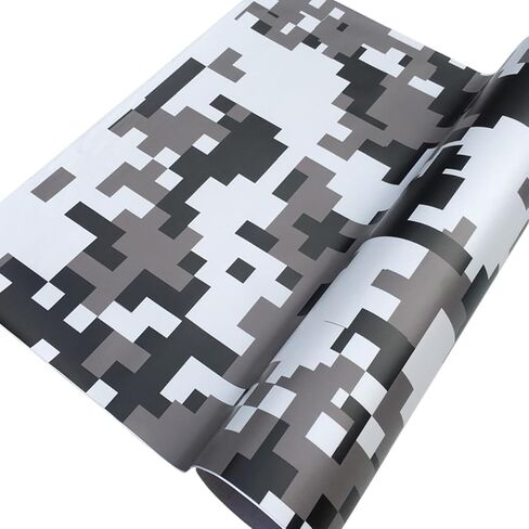 Digital Camo Car Vinyl Wrap Roll, Camouflage PVC Car Exterior & Interior Decals Stickers Vehicle Paint Protective Film (Black Camo,7.87 x 59.84 inch) in Saudi Arabia