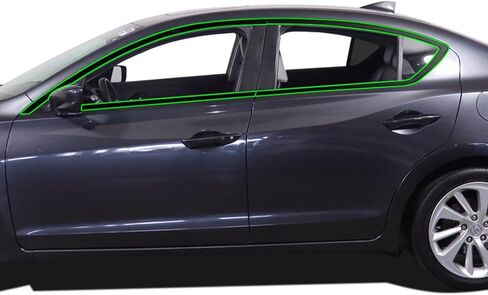 طقم تراكب من الفينيل لحذف التعتيم من الكروم لنوافذ النوافذ متوافق مع Acura ILX 2013-2020 - ألياف الكربون باللون الأسود in Kuwait