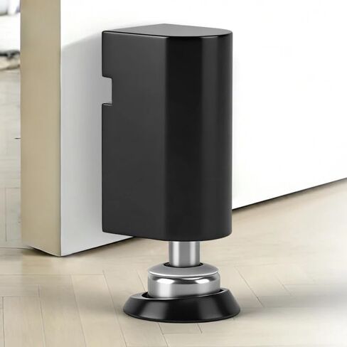 سدادة باب مغناطيسية صامتة - توقف باب من الفولاذ المقاوم للصدأ، توقف باب مغناطيسي بدون حفر ومسامير، مغناطيس باب أسود غير لامع، ارتفاع قابل للتعديل، للأبواب والجدران المعدنية والزجاج الخشبي in Kuwait