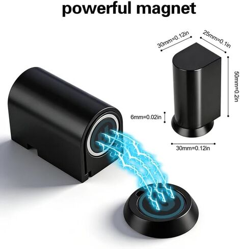 سدادة باب مغناطيسية صامتة - توقف باب من الفولاذ المقاوم للصدأ، توقف باب مغناطيسي بدون حفر ومسامير، مغناطيس باب أسود غير لامع، ارتفاع قابل للتعديل، للأبواب والجدران المعدنية والزجاج الخشبي in Kuwait