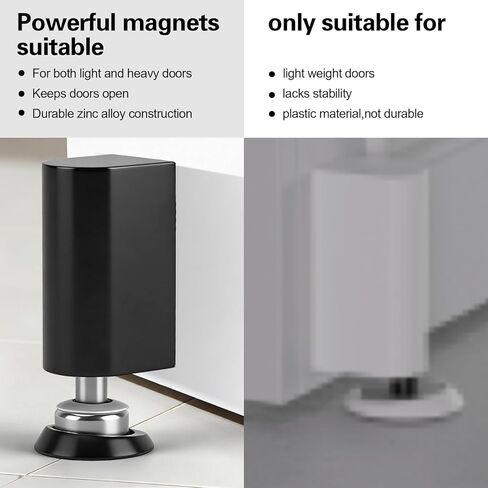 سدادة باب مغناطيسية صامتة - توقف باب من الفولاذ المقاوم للصدأ، توقف باب مغناطيسي بدون حفر ومسامير، مغناطيس باب أسود غير لامع، ارتفاع قابل للتعديل، للأبواب والجدران المعدنية والزجاج الخشبي in Kuwait