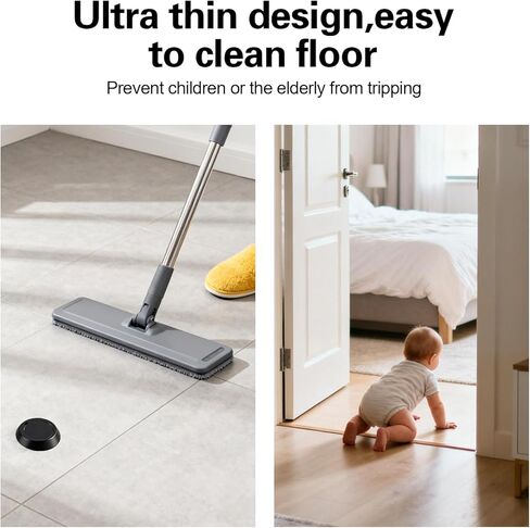 سدادة باب مغناطيسية صامتة - توقف باب من الفولاذ المقاوم للصدأ، توقف باب مغناطيسي بدون حفر ومسامير، مغناطيس باب أسود غير لامع، ارتفاع قابل للتعديل، للأبواب والجدران المعدنية والزجاج الخشبي in Kuwait