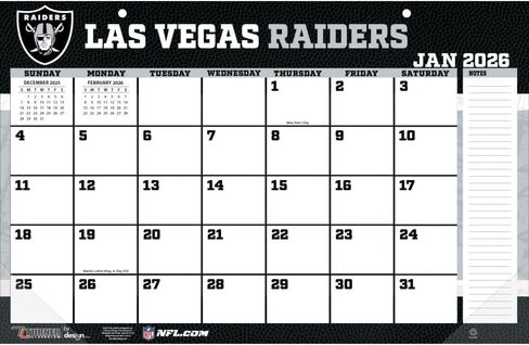TURNER SPORTS Las Vegas Raiders 2026 17x11 Desk Calendar (26998901042) in Saudi Arabia
