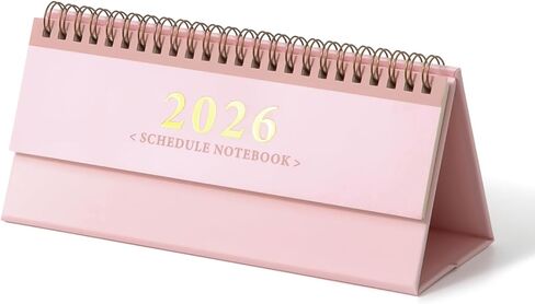 Mini Desk Calendar 2026 - Standing Flip Small Desktop Calendar, Use Now to Dec 2026, Mini Daily Schedule 350gsm Thick Paper Twin-Wire Binding with Check List for Home Office School (Pink) in Saudi Arabia