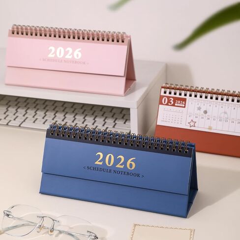 Mini Desk Calendar 2026 - Standing Flip Small Desktop Calendar, Use Now to Dec 2026, Mini Daily Schedule 350gsm Thick Paper Twin-Wire Binding with Check List for Home Office School (Pink) in Saudi Arabia