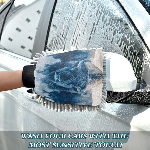 AIXIWAWA Car Wash Mitt Washing Glove Bison Snow Print Scratch Free Water Absorbent 2 Pack Medium in Saudi Arabia