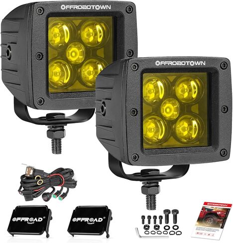 OFFROADTOWN LED Cube Lights Covers, 2PCS 3 Inch Square Offroad Light Covers Black LED Pod Covers Ditch Lights Polycarbonate Lens Protective Covers for LED Pod Light Bar Covers Fog Light Pods Covers in Saudi Arabia