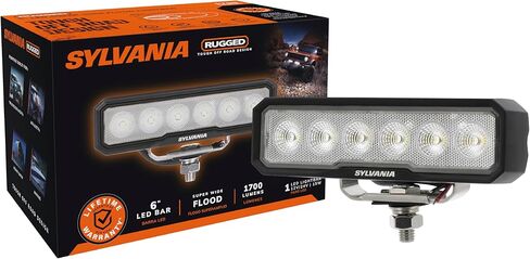 SYLVANIA Rugged 6 Inch Flood LED Light Bar - LIFETIME Limited Warranty - Floodlight 1700 Raw Lumens - Off Road Driving Work Light - For Truck, Boat, Tractor, ATV, UTV, SUV, 4x4 (1 PC) in Saudi Arabia