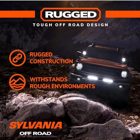 SYLVANIA Rugged 6 Inch Flood LED Light Bar - LIFETIME Limited Warranty - Floodlight 1700 Raw Lumens - Off Road Driving Work Light - For Truck, Boat, Tractor, ATV, UTV, SUV, 4x4 (1 PC) in Saudi Arabia