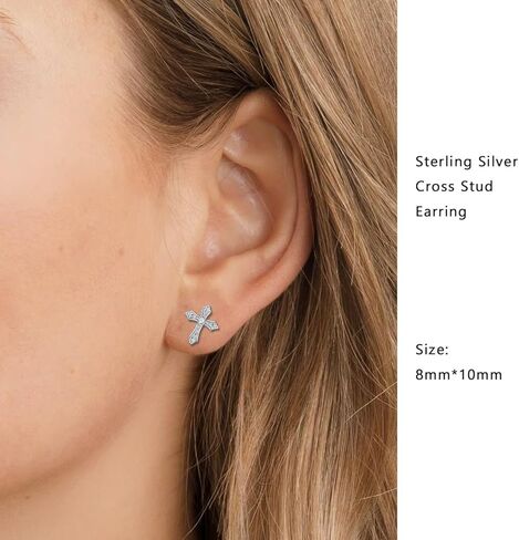 925 Sterling Silver Cross Earrings for Women Teen Girls in Saudi Arabia