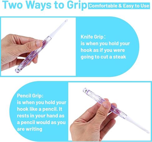 8 PCS Crochet Hook Set Crystal Crochet Needles Inline Crochets Hooks with Long Shaft 2.5mm-6mm Ergonomic Non-Slip Crochets Needles Colorful Plastic Handles for Blankets Dolls Shawls Hats Scarves in Saudi Arabia