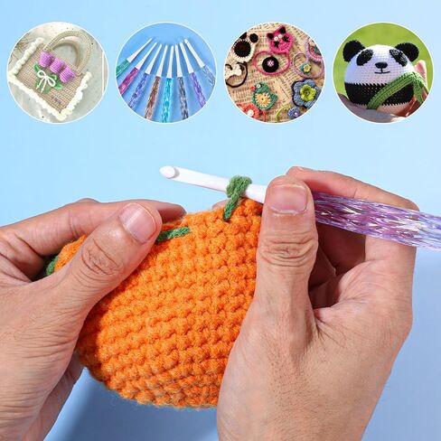 8 PCS Crochet Hook Set Crystal Crochet Needles Inline Crochets Hooks with Long Shaft 2.5mm-6mm Ergonomic Non-Slip Crochets Needles Colorful Plastic Handles for Blankets Dolls Shawls Hats Scarves in Saudi Arabia