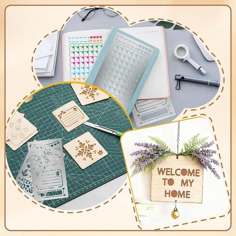 3PCS Planner Stencils, Metal Journal Stencil for Bullet Journaling Wood Burning Engraving Crafts Reusable Stencils for Crafts DIY Bookmark Lists Planner Stamps Habit Tracker Monthly Spread (3) in Saudi Arabia