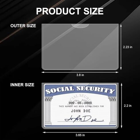 Social Security Card Protector Sleeves, Clear Card Holder, Suitable for Medicare Card, Business Card and Credit Card, Clear PVC, Water Resistant, Horizontal (6) in Kuwait