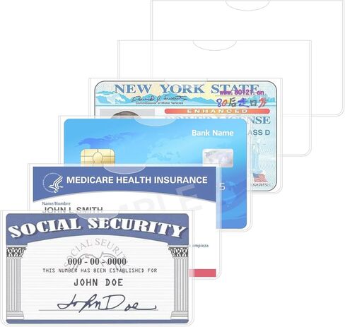 Social Security Card Protector Sleeves, Clear Card Holder, Suitable for Medicare Card, Business Card and Credit Card, Clear PVC, Water Resistant, Horizontal (6) in Kuwait