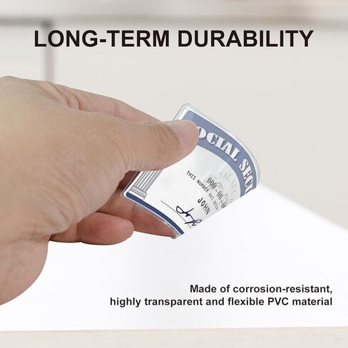 Social Security Card Protector Sleeves, Clear Card Holder, Suitable for Medicare Card, Business Card and Credit Card, Clear PVC, Water Resistant, Horizontal (6) in Kuwait