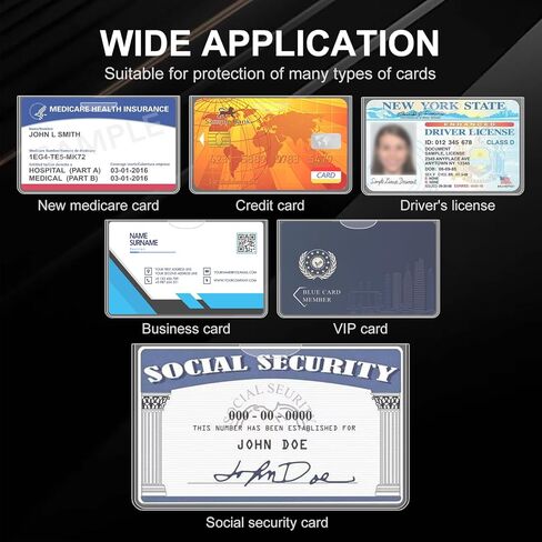 Social Security Card Protector Sleeves, Clear Card Holder, Suitable for Medicare Card, Business Card and Credit Card, Clear PVC, Water Resistant, Horizontal (6) in Kuwait