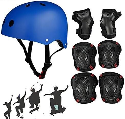 Kids Skateboard Skates Helmet and Pads for Ages 8-14,Child Bike Helmet Kids Protective Gear Set Knee Elbow Wrist Pads in Kuwait