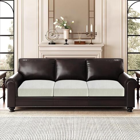 Leather Look Couch Cushion Covers Sofa Seat Slipcovers Sets Couches Furniture Protector for Sectional Armchair Loveseat Pets Kids Stretch Spandex Fabric (2 Cushion Loveseat, Light Grey-01) in Kuwait