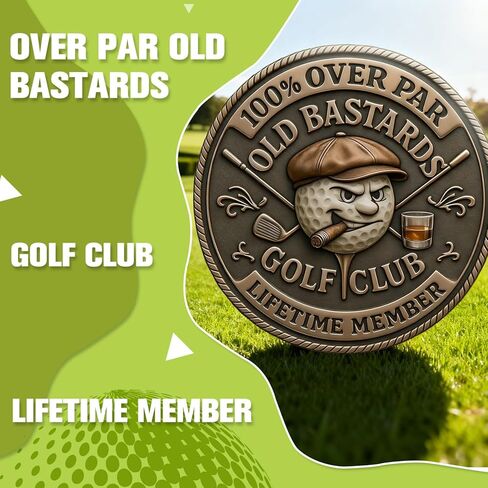 5 Pack Over Par Old Bastards Golf Coin, Golf Challenge Coin for Men with Whiskey Design, Lifetime Golfs Club Member Coins in Saudi Arabia