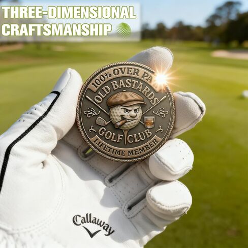 5 Pack Over Par Old Bastards Golf Coin, Golf Challenge Coin for Men with Whiskey Design, Lifetime Golfs Club Member Coins in Saudi Arabia