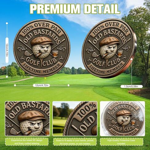 5 Pack Over Par Old Bastards Golf Coin, Golf Challenge Coin for Men with Whiskey Design, Lifetime Golfs Club Member Coins in Saudi Arabia