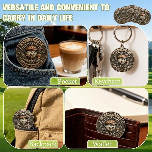 5 Pack Over Par Old Bastards Golf Coin, Golf Challenge Coin for Men with Whiskey Design, Lifetime Golfs Club Member Coins in Saudi Arabia