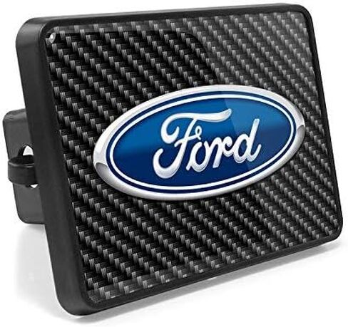 iPick Image, Compatible with - Ford Logo UV Graphic Carbon Fiber Look Metal Face-Plate on ABS Plastic 2 Tow Hitch Cover in Saudi Arabia