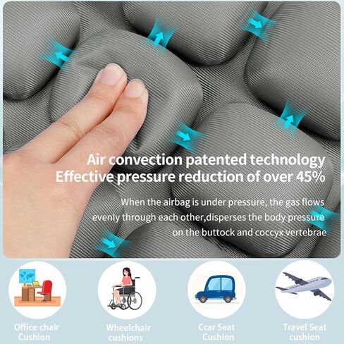 1Pcs Seat Cushion, Travel Cushion Airplane Seat - Inflatable Airplane Seat Cushion for Travel.Suitable for Long Distance Sedentary People to Use,Easy to Carry, 3D Inflatable Airbag is Ergonomic in Saudi Arabia