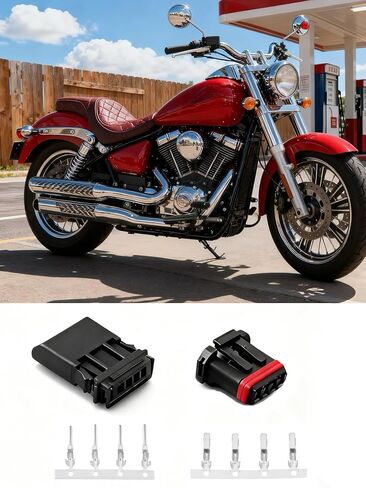 5-Piece Set of 4-Pin Motorcycle and Automotive Wiring Harnesses with Terminals, 4-Wire Male/Female Plug Connectors, Models MX19004S51 and MX19004P51 in Saudi Arabia
