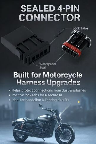 5-Piece Set of 4-Pin Motorcycle and Automotive Wiring Harnesses with Terminals, 4-Wire Male/Female Plug Connectors, Models MX19004S51 and MX19004P51 in Saudi Arabia