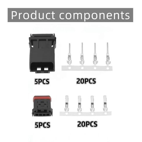 5-Piece Set of 4-Pin Motorcycle and Automotive Wiring Harnesses with Terminals, 4-Wire Male/Female Plug Connectors, Models MX19004S51 and MX19004P51 in Saudi Arabia