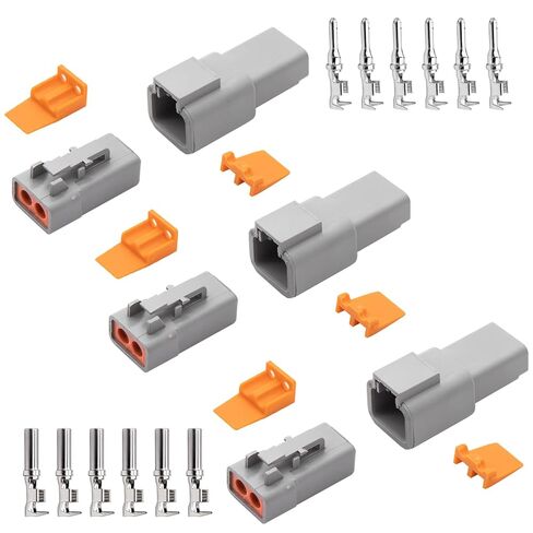 طقم موصل DTP 3 مجموعات 2 دبوس للسيارات IP67 موصلات كهربائية مقاومة للماء للسيارة والشاحنات والدراجات النارية ومركبات الطرق الوعرة والبحرية 30 أمبير (نطاق حجم السلك 12-10 AWG) in Kuwait