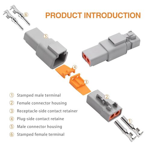 طقم موصل DTP 3 مجموعات 2 دبوس للسيارات IP67 موصلات كهربائية مقاومة للماء للسيارة والشاحنات والدراجات النارية ومركبات الطرق الوعرة والبحرية 30 أمبير (نطاق حجم السلك 12-10 AWG) in Kuwait